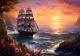 Wall Art Home Deco Seascape Sailboat Beach Sunset Oil Painting Printed On Canvas