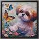 Wall Art Home Decor Canvas Print Dog Painting Shih Tzu Butterflies Meadow Whimsy
