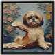 Wall Art Home Decor Canvas Print Oil Painting Dog Shih Tzu Yoga Garden Stretch