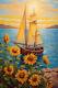 Wall Art Home Decor Sunflower Abstract Sea Sailboat Painting Printed On Canvas