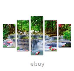 Waterfall Forest Landscape Canvas Wall Art Poster Print Picture Home Deco 5Piece