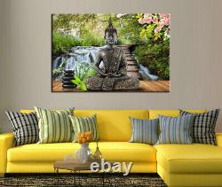 Waterfall Landscape Buddha Zen Wall Art Canvas Print Painting Framed Picture Hom