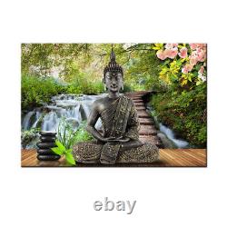 Waterfall Landscape Buddha Zen Wall Art Canvas Print Painting Framed Picture Hom