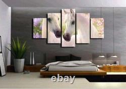 White Couple Horse Canvas Print Painting Wall Art Home Decor Picture 5PCS