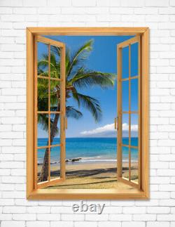 Window View Ocean Wather Palm Beach 16 Deco Dream Print Vacation POSTER CANVAS