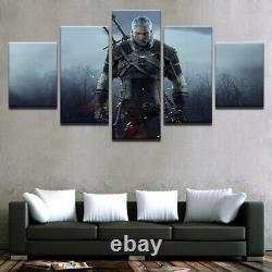 Witcher Warrior Games Character Canvas Prints Painting Wall Art Home Decor 5PCS